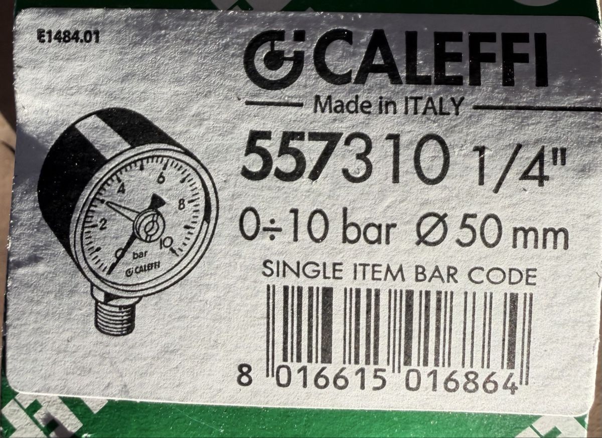 Sonstige antike Technik & Geräte: Neuer Manometer Caleffi 0-10 bar, Ø 50mm – Neu und originalverpackt aus Hergiswil NW von Klimsen 1