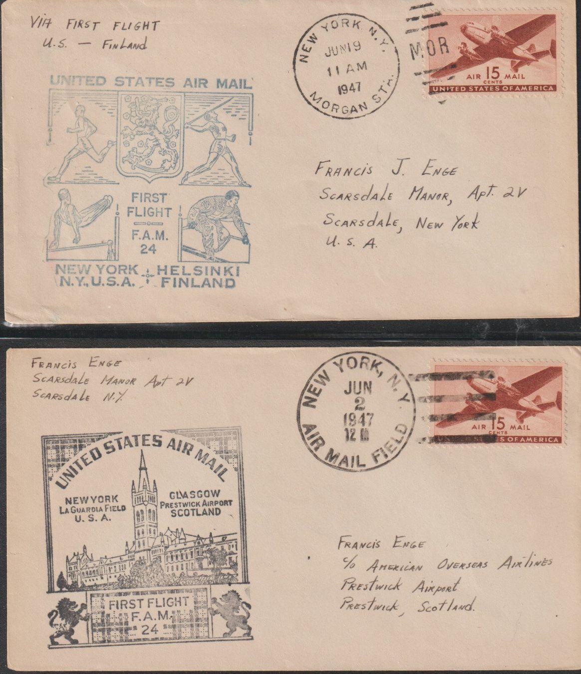 Tutti i francobolli: Enveloppes Air Mail USA – Usato da Crans-Montana venduto da kira56