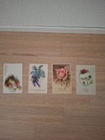 4 gelaufene Vintage Kunstkarten zum Namens-/Muttertag