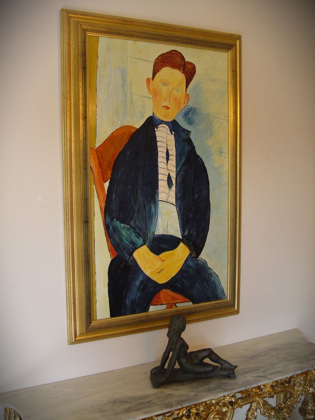 Gemälde: Grossflächiges Portrait Gemälde n. Amadeo Modigliani – Gebraucht aus Rotkreuz von Dobermann5