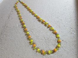 Schmuckstück gelbe u. orange Perlen Kette ca. 47cm Swarovski