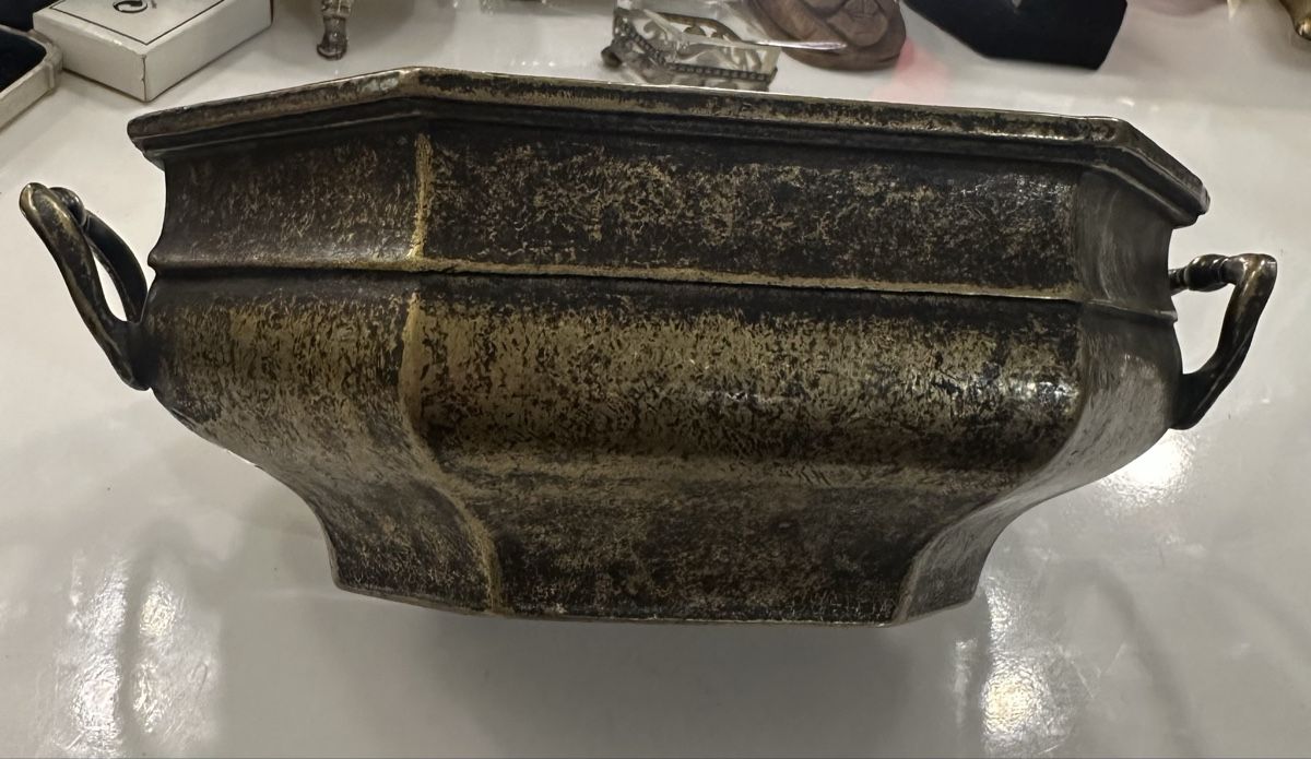 Ciotole: Antike Schale, Messing oder Bronze, achteckig, mit Henkeln – Usato da Nebikon venduto da Vanessa2003 3