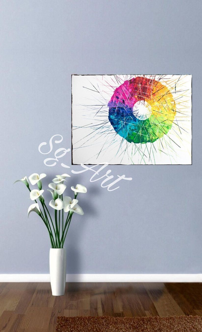 Dipinti: Acrylbild Kreis bunt abstrakt Unikat – Nuovo (secondo la descrizione) da Rheinau venduto da Sussel 3