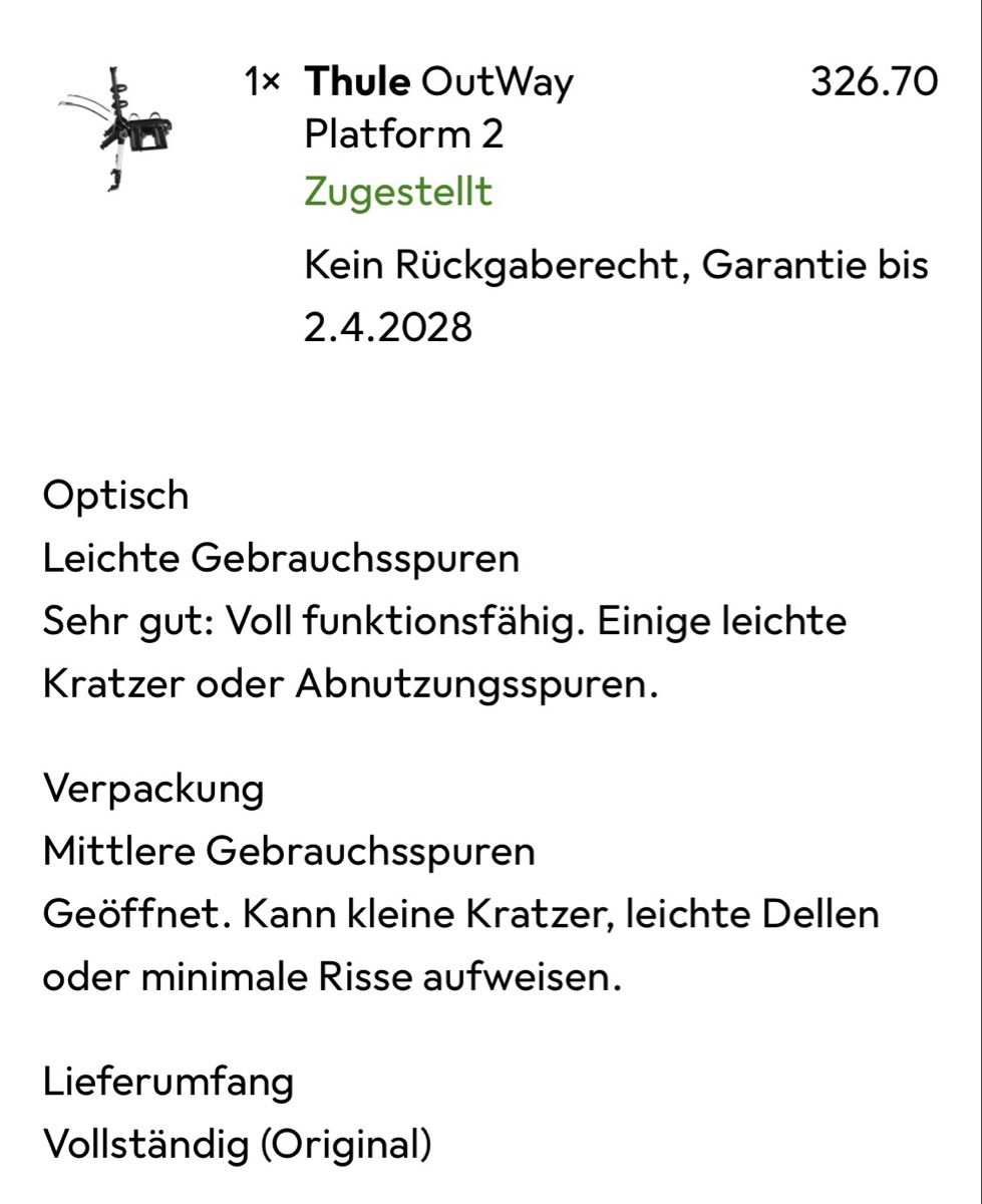 Travi: Thule OutWay Platform 2 – Nuovo (secondo la descrizione) da Diepoldsau venduto da msc_lbr6 4