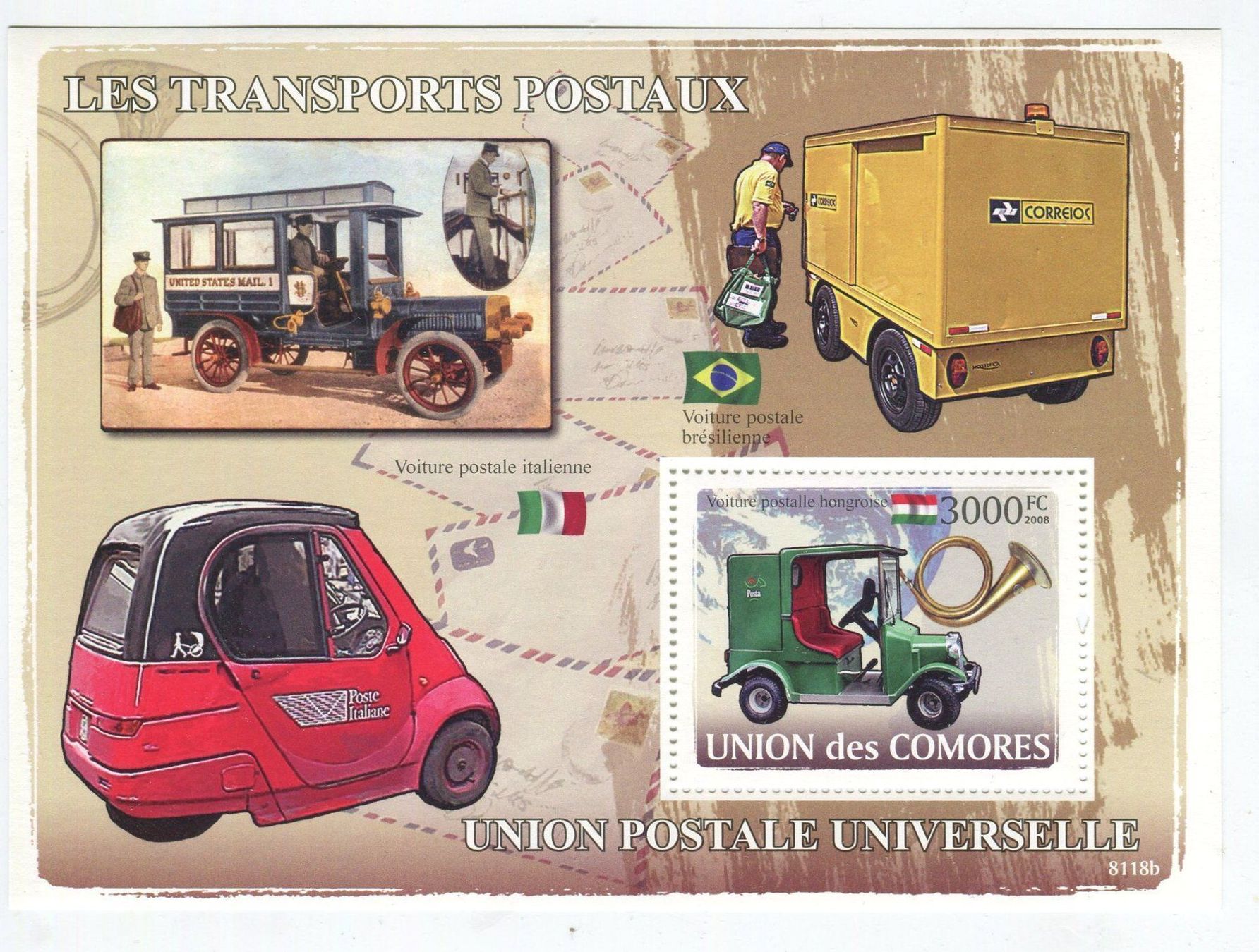 Alle Briefmarken: Block "Postauto". Komoren. – Neu und originalverpackt aus Basel von Butsch5