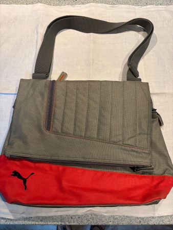 Puma Umhängetasche, Sporttasche, Freizeit, khaki/rot