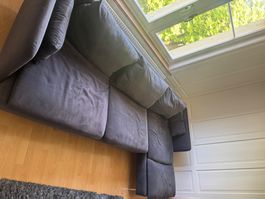 Ecksofa dunkelgrau Stoff gut erhalten 295cm x 155cm