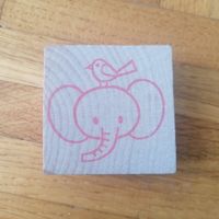 Stempel Elefant mit Vogel gross