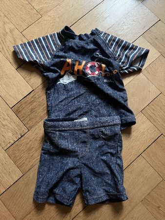Bade-Set Playshoes blau gestreift Grösse 74/80 gebraucht