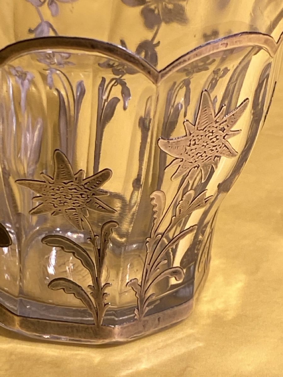 Duralex Bicchieri: Verre Duralex cerclé de fleurs argentées – Usato da Bevaix venduto da Dominixx52 1