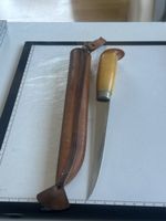 Messer Fischmotiv Lederscheide Holzgriff(I14)