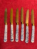 6 Obstmesser Zwiebelmuster Porzellan ev. Uchatius Bronce