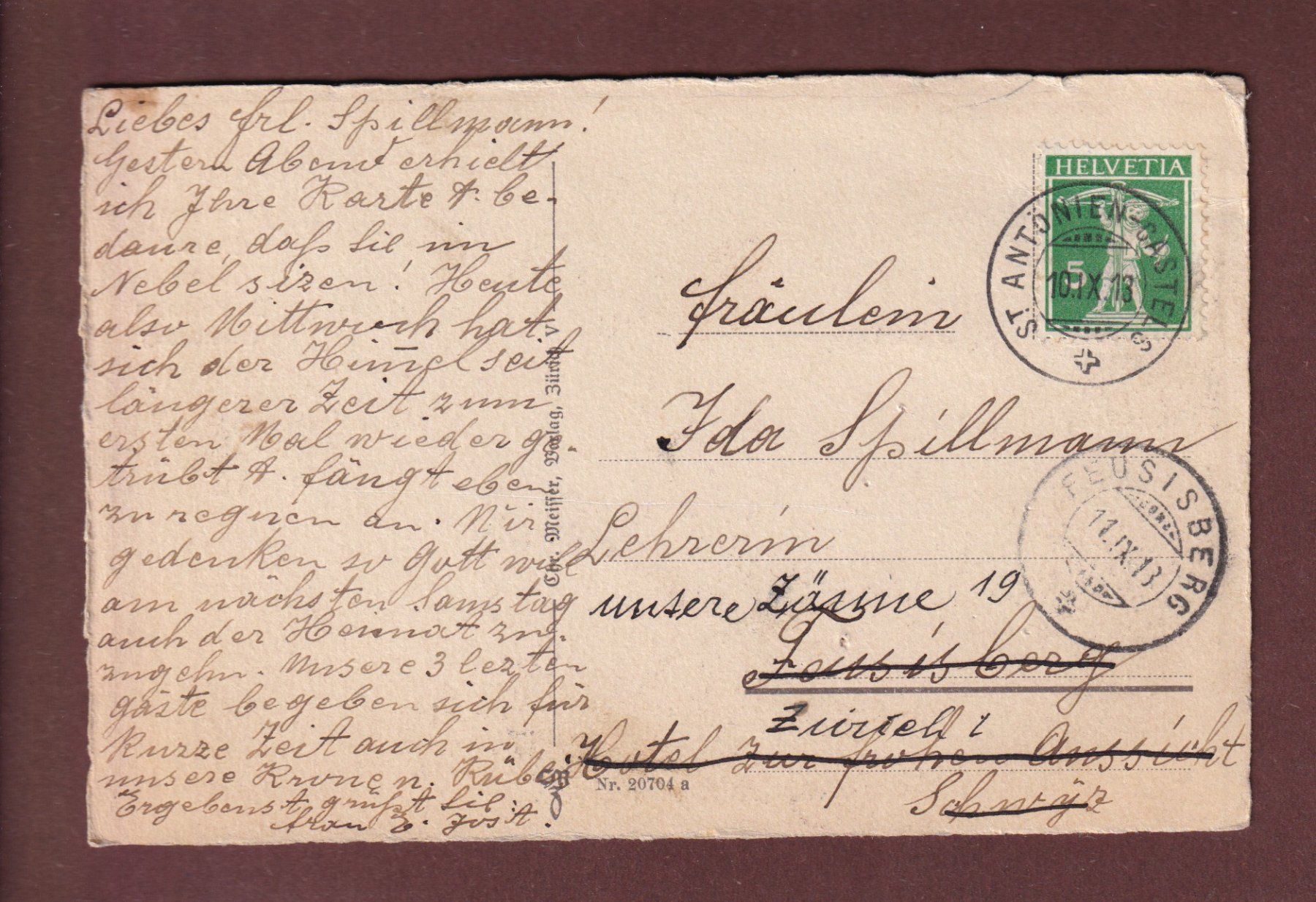 Cartoline postali: ST. ANTÖNIEN - 1913 – Usato da Pully venduto da nicecards-shop 1