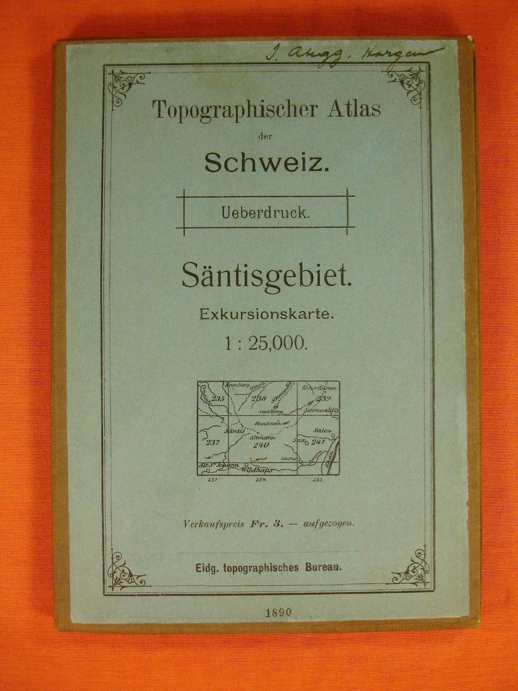 Landkarten & Atlanten: SÄNTISGEBIET, 1890 – Gebraucht aus Grüningen von Kartensammler