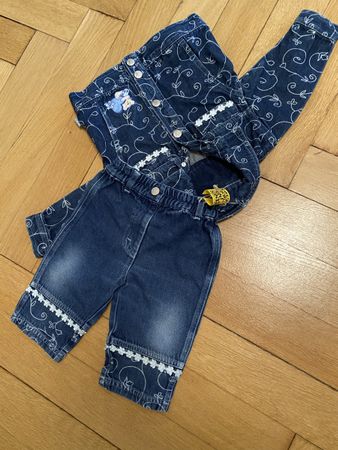 Schönes weiches Kombi Jeansjacke Gr. 74 und Jeanshose Gr. 68