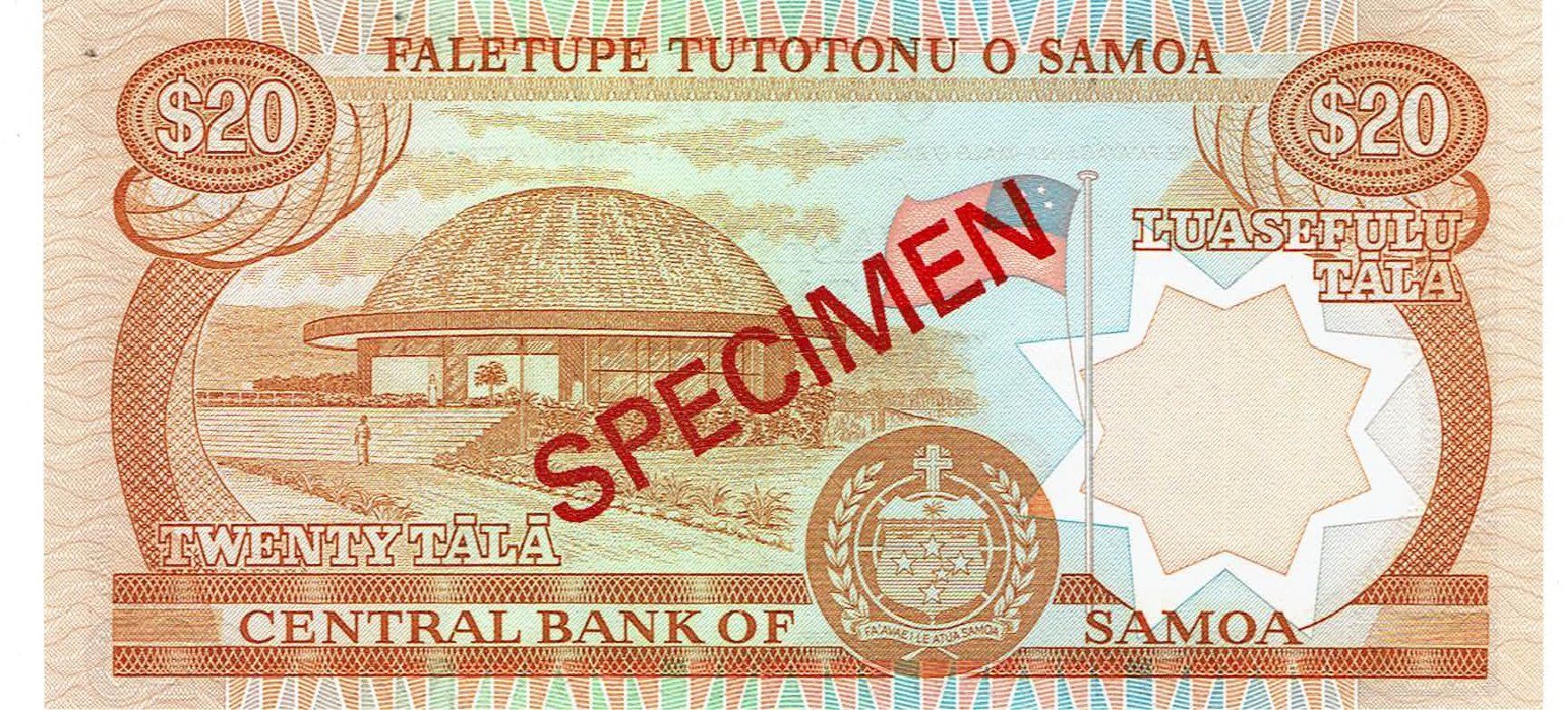 Banknoten: Western Samoa 20 Tala 2002 P-35 Specimen UNZ – Neu (gemäss Beschreibung) aus Steffisburg von ber_8htf 1