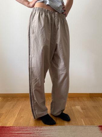 Vintage Sport-Hose Beige-Grau - Streifendetail - Gr. XXL