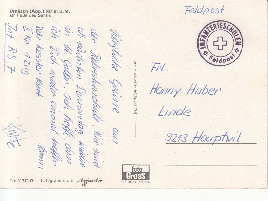 Cartoline postali: Urnäsch ca. 1970 – Usato da Bürglen TG venduto da StampGraf 1