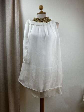 Haut femme blanc Icona Fashio taille M soie et viscose, neuf