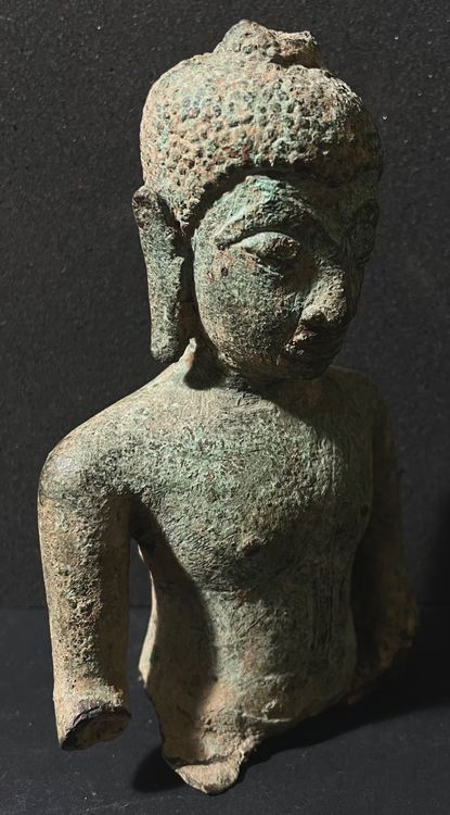 Antike Thai Buddha Bronze-Büste mit grüner Alterspatina | Kaufen auf ...