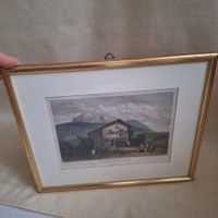 Bild, "Zwingli's Hütte bei Wildhaus", mit schönem Goldrahmen