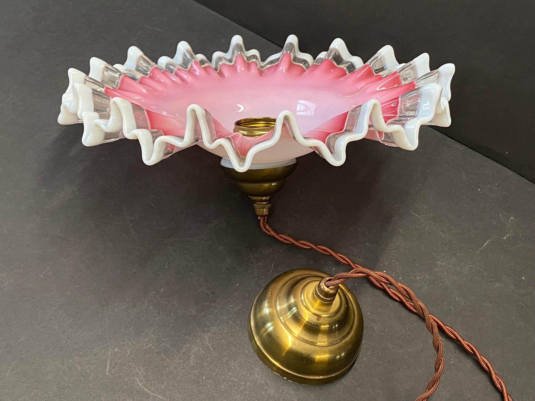 Lampade: Wunderschöne Seltene Jugendstil Lampe Opalinglas & Messing – Usato da Schaffhausen venduto da vintageville 7