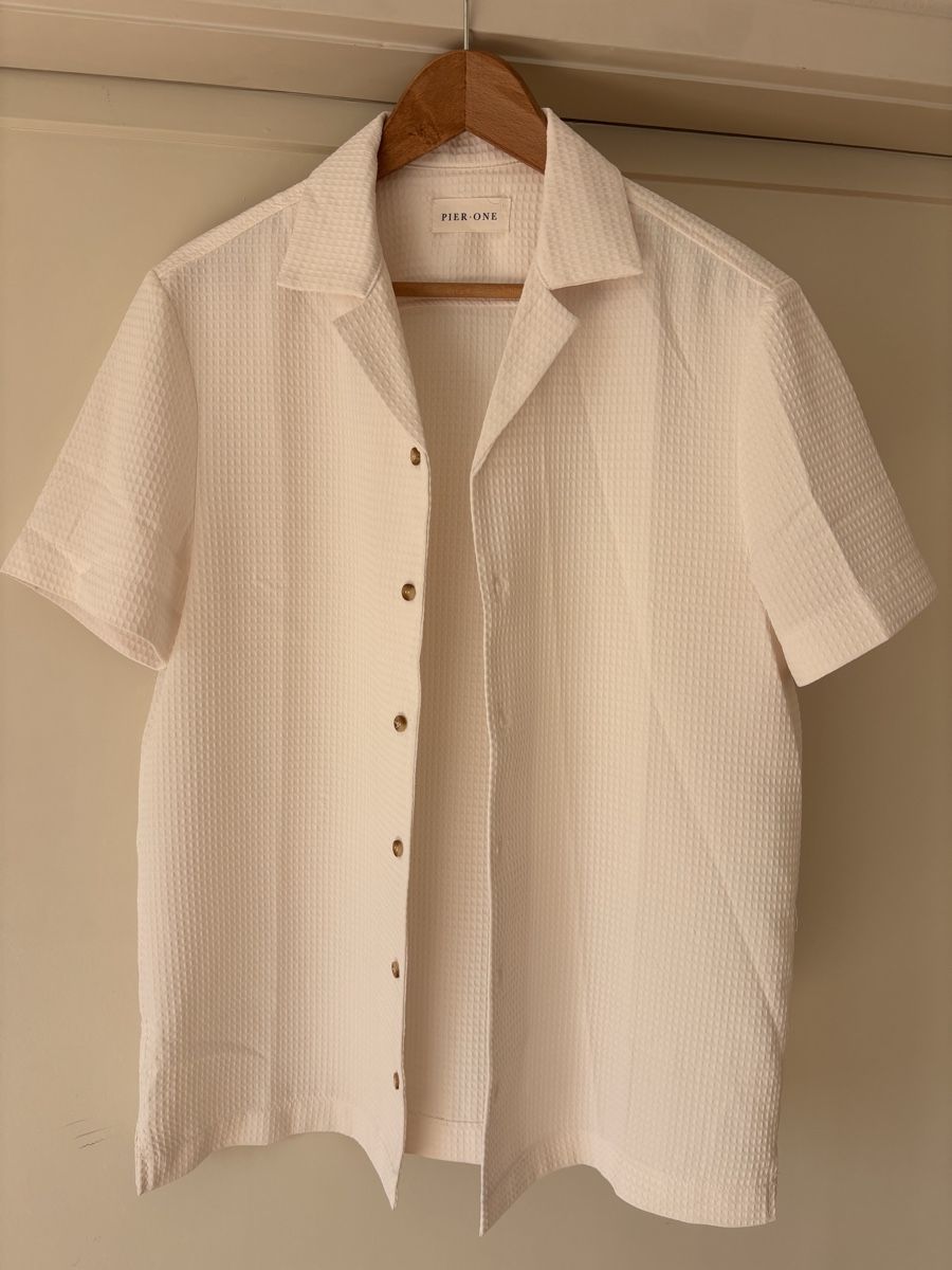 Camicie: White Textured Short Sleeve Shirt – Usato da Zürich venduto da Grothschild
