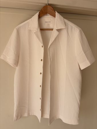 White Textured Short Sleeve Shirt 