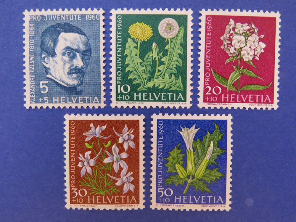 Pro Juventute Briefmarken Schweiz 1956 – Komplett 632-636, Postfrisch MNH, Schmetterlings-Motive