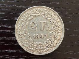 1 x 2 Franken Schweiz 1947 – zirkuliert
