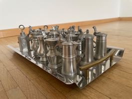Antike Mini-Zinnkannen-Sammlung, Kantone, 16-teilig