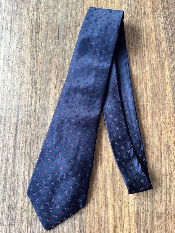 Cravate Kiton 100% Soie Sept Folds - Coloris Orange/Rougeâtre à Carrés Sarcelle/Blanc - Neuf Sans Étiquettes