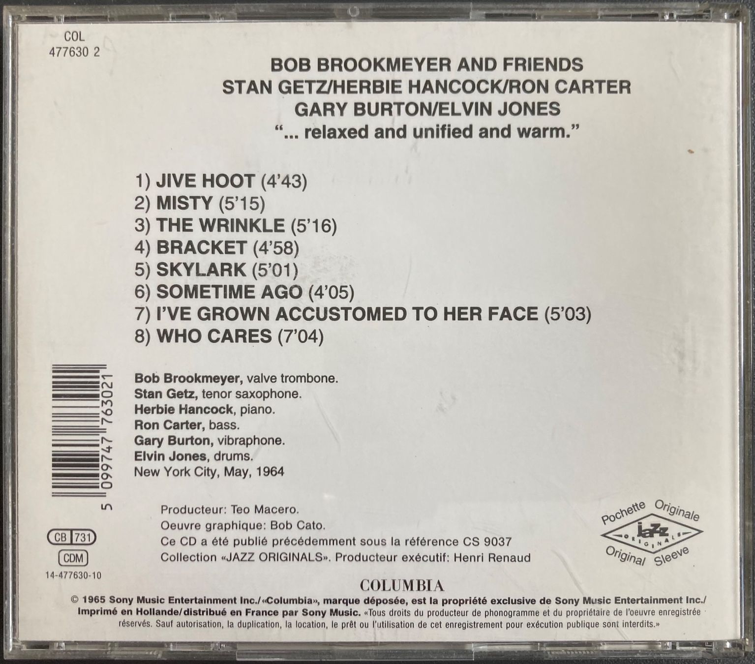 CDs: BOB BROOKMEYER - BOB BROOKMEYER AND FRIENDS – D'occasion à Poliez-Pittet par Newtown-Records 1