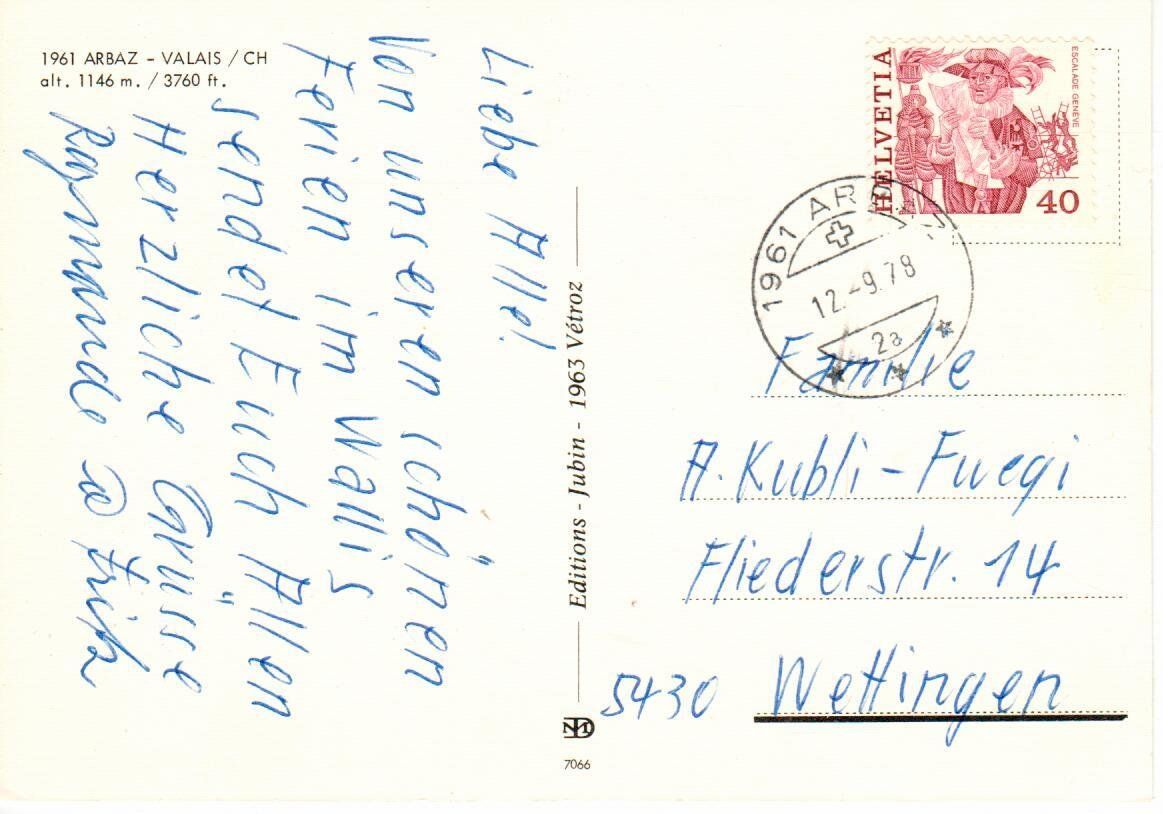Ansichtskarten: Arbaz – Gebraucht aus Wolhusen von Curver9 1