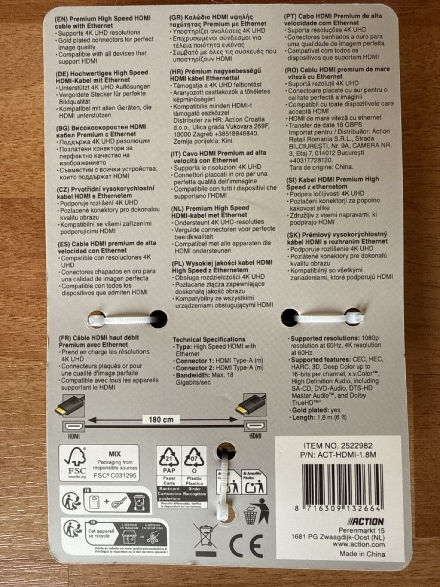 Kabel: Neues High Speed HDMI Kabel mit Ethernet, 1.8 Meter – Neu und originalverpackt aus St.Gallen von maierm01 1