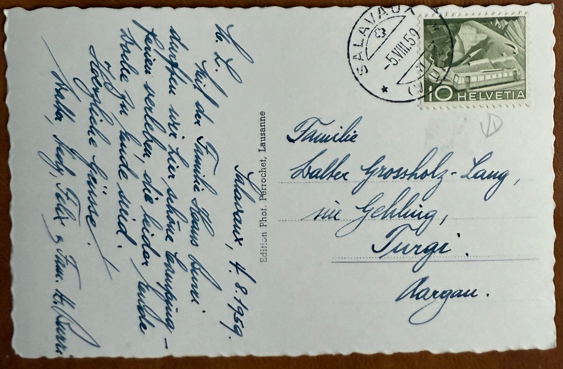 Cartoline postali: Salavaux - Campind T.C.S - 1959 – Usato da Lutry venduto da Ediego 2