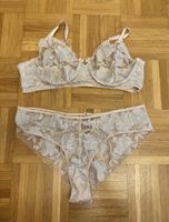 Dessous-Set Etam 80D / 40, beige, Spitzen-BH und Slip
