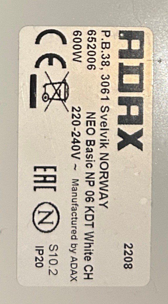 Heizgeräte: Direktheizgerät ADAX NEO Basic NP 06 KDT Weiss – Gebraucht aus Aathal-Seegräben von meister-zopf 2