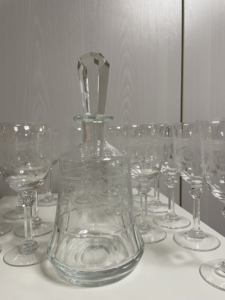 Caraffe: Vintage Glas-Set: Karaffe mit 16 Gläsern – Usato da Luzern venduto da gal_28xl 3