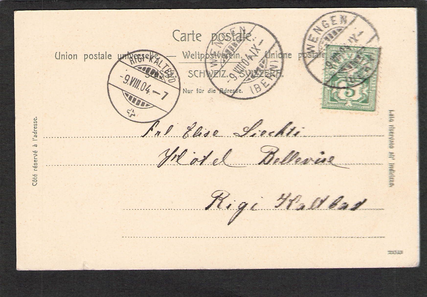 Cartoline postali: AK/ BE Wengen , 1904 – Usato da Reichenburg venduto da Pipo-67 1