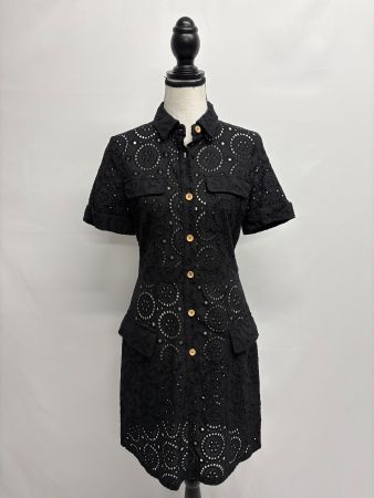 Ice Cube Schwarzes kurzes Kleid Gr. 36 mit Lochstickerei