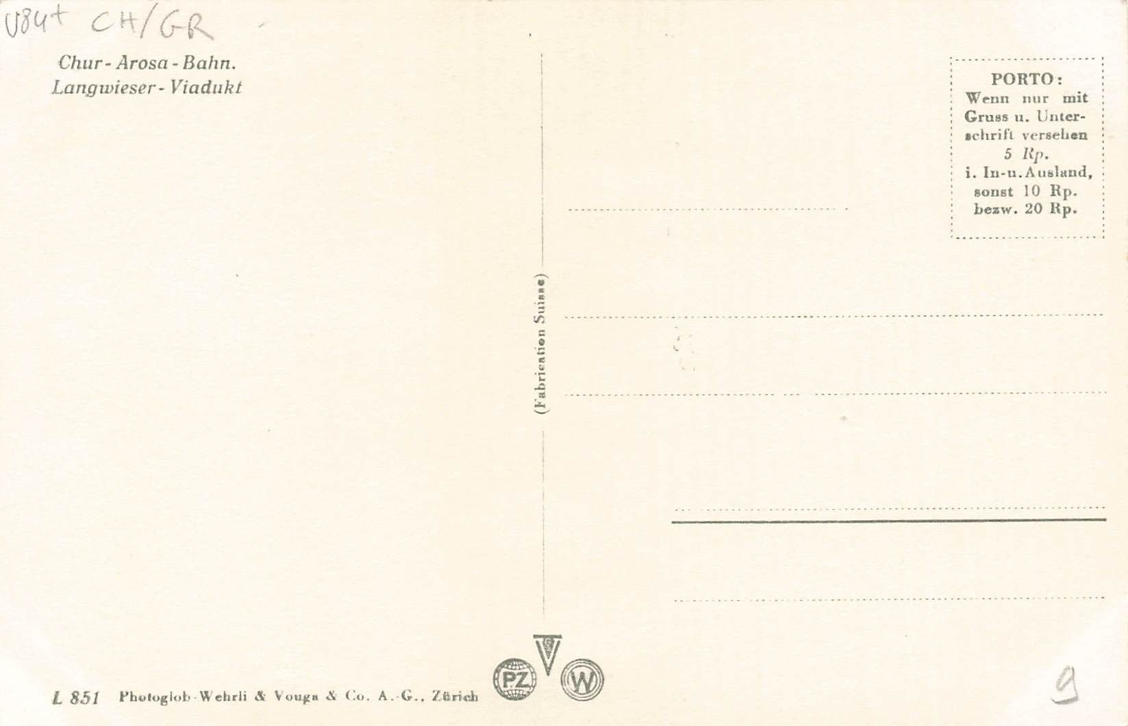Cartoline postali: Chur Arosa Bahn – Usato da Biasca venduto da Blenio71 1