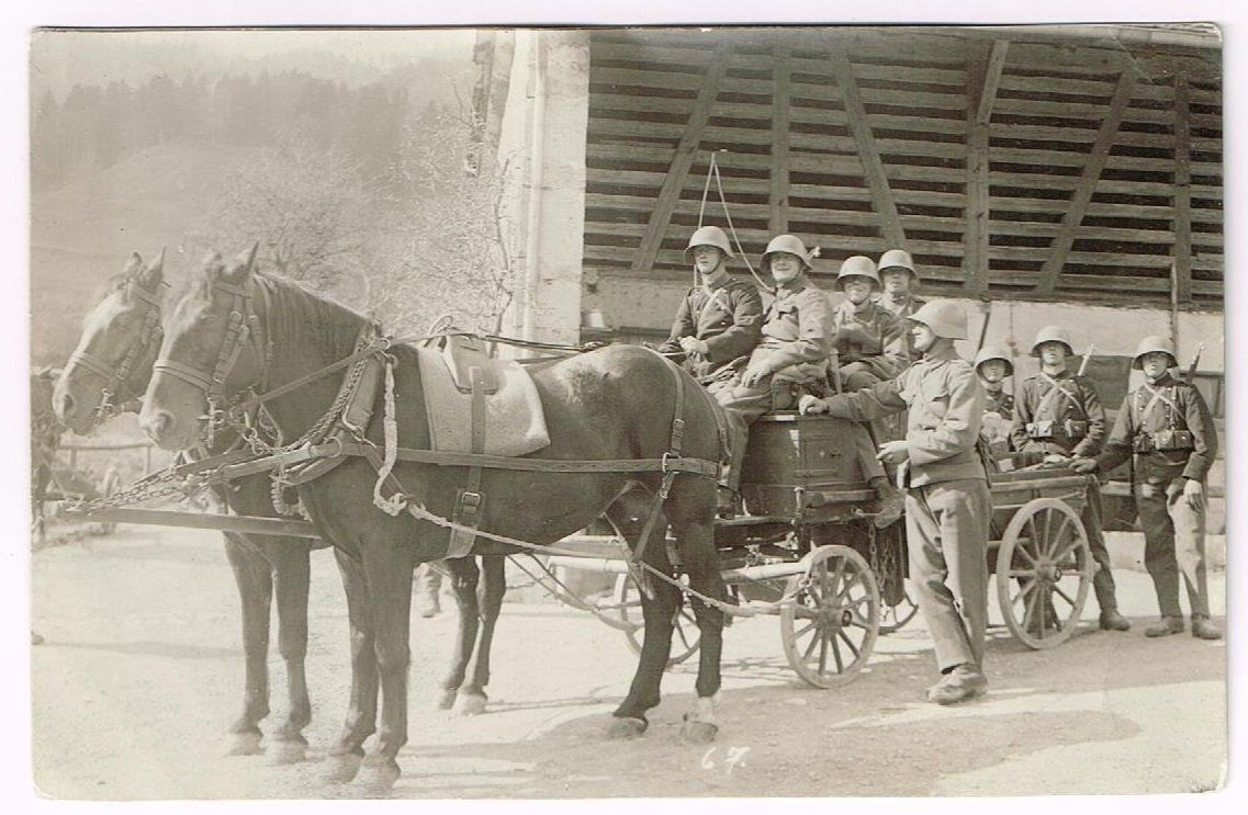 Ansichtskarten: Landwirtschaft/Pferde 1925 Militär-Küche – Gebraucht aus Wil SG von Clanx