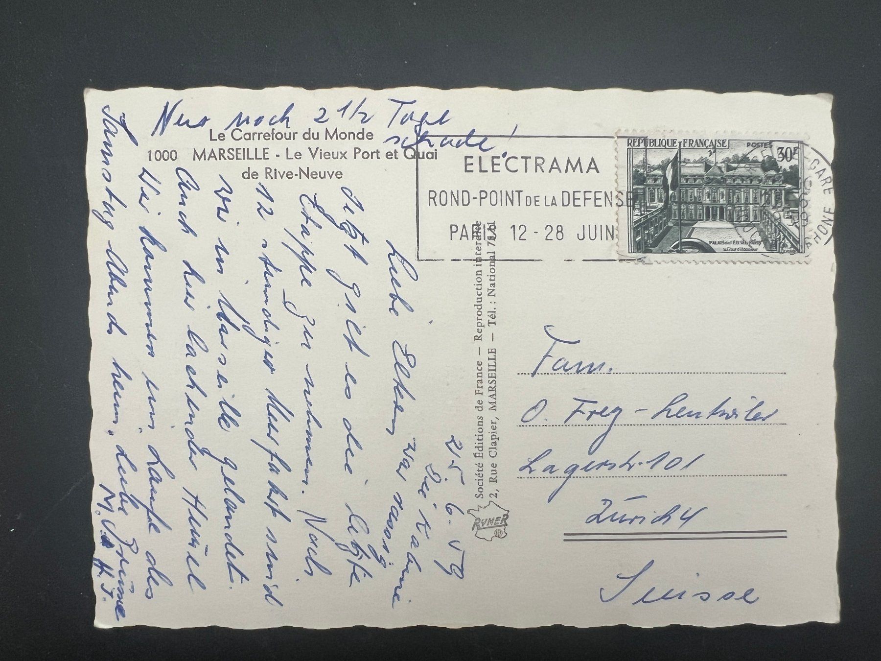Ansichtskarten: AK 1946 F Marseille coloriert   (G754) – Gebraucht aus Hinwil von Sidi4 1