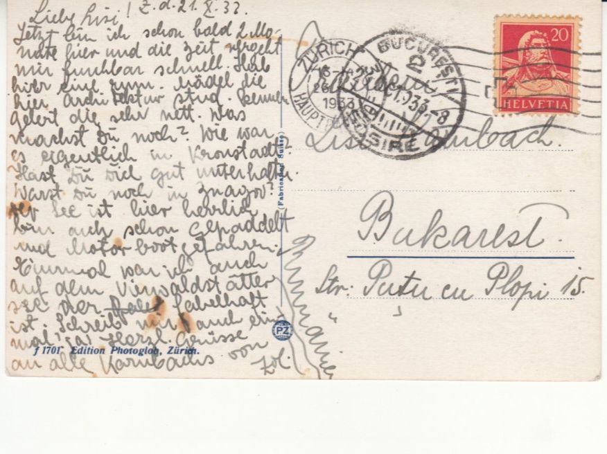 Cartoline postali: Zürich 1933 – Usato da Bürglen TG venduto da StampGraf 1