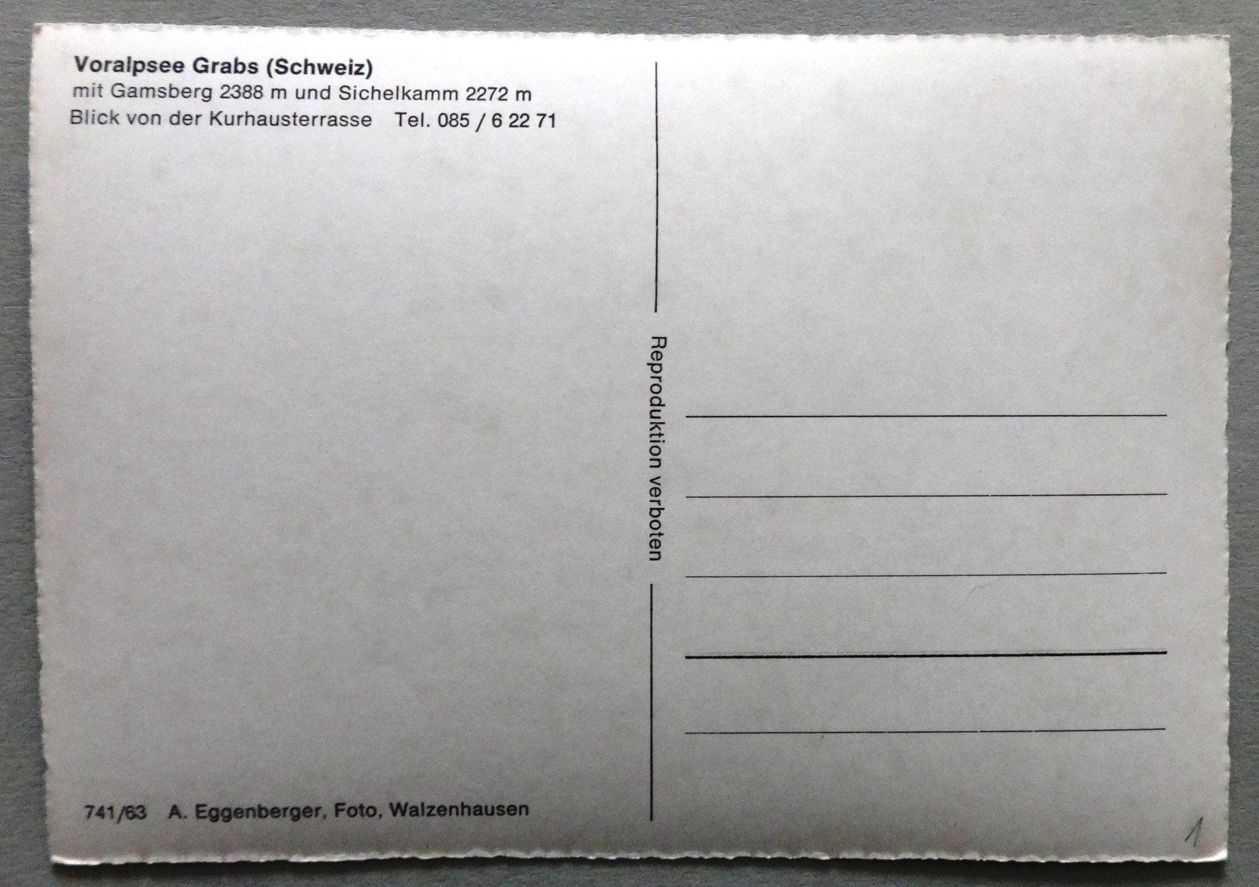 Ansichtskarten: Voralpsee Grabs – Gebraucht aus Fétigny von Billy2miny 1