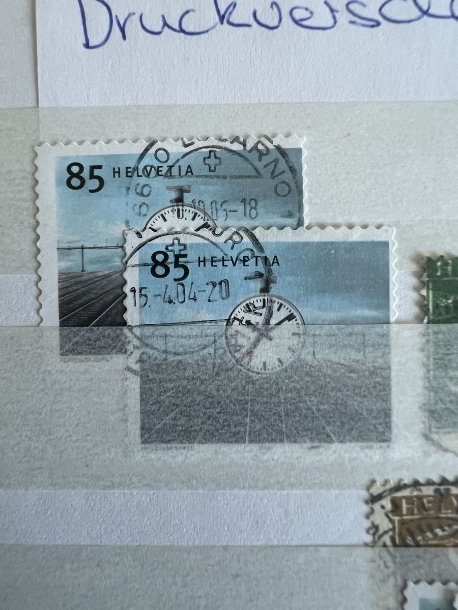 Tutti i francobolli: 1Stk. A4-Seite mit Druckverschobenen Schweizer Marken  – Usato da Braunau venduto da Desil2511 4