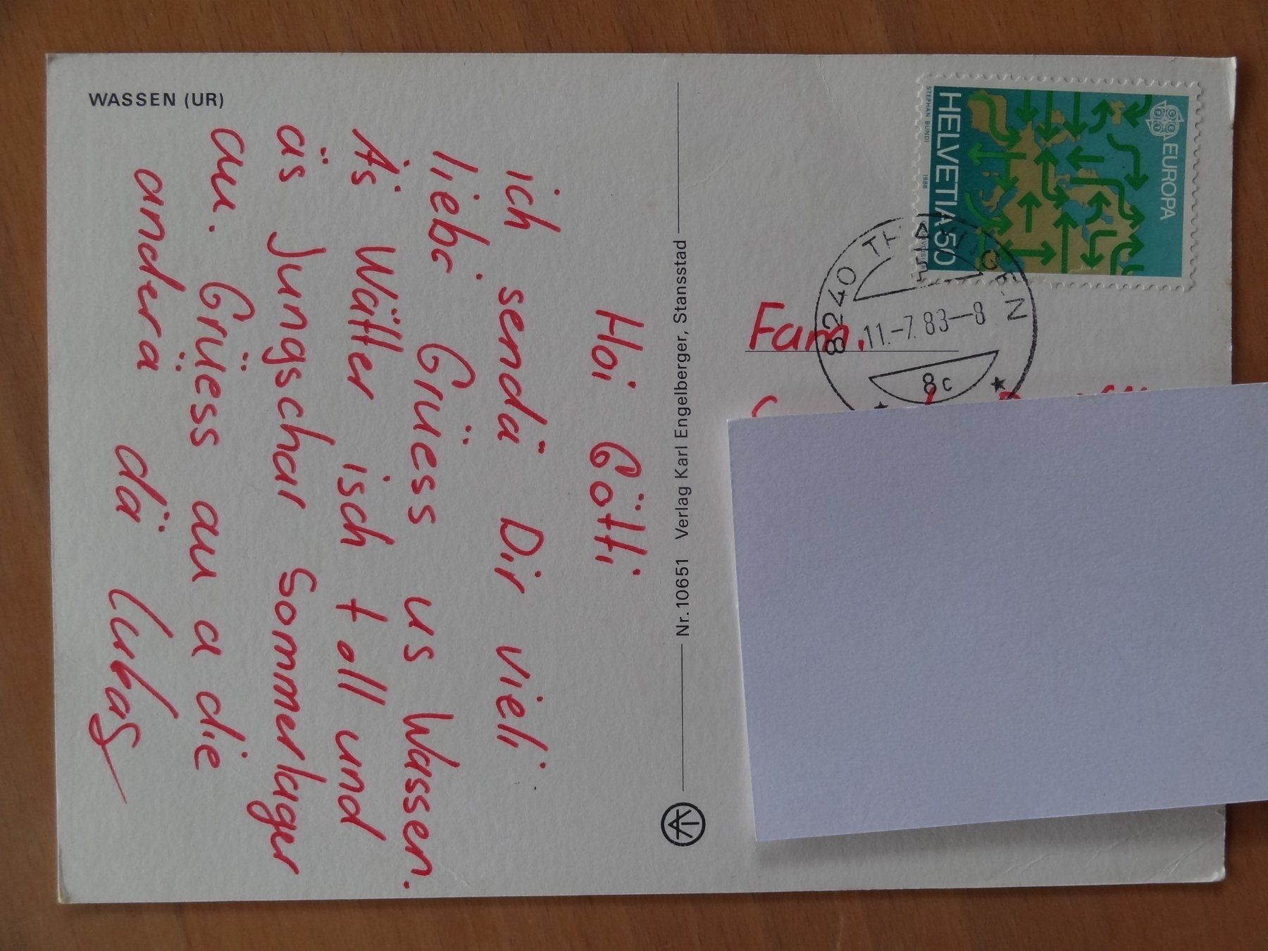 Cartoline postali: Wassen - Uri - 1983 – Usato da St Léonard venduto da Riglin 1
