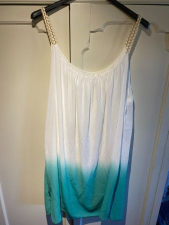 TRÄGERKLEID -TÜRKIS WEISS