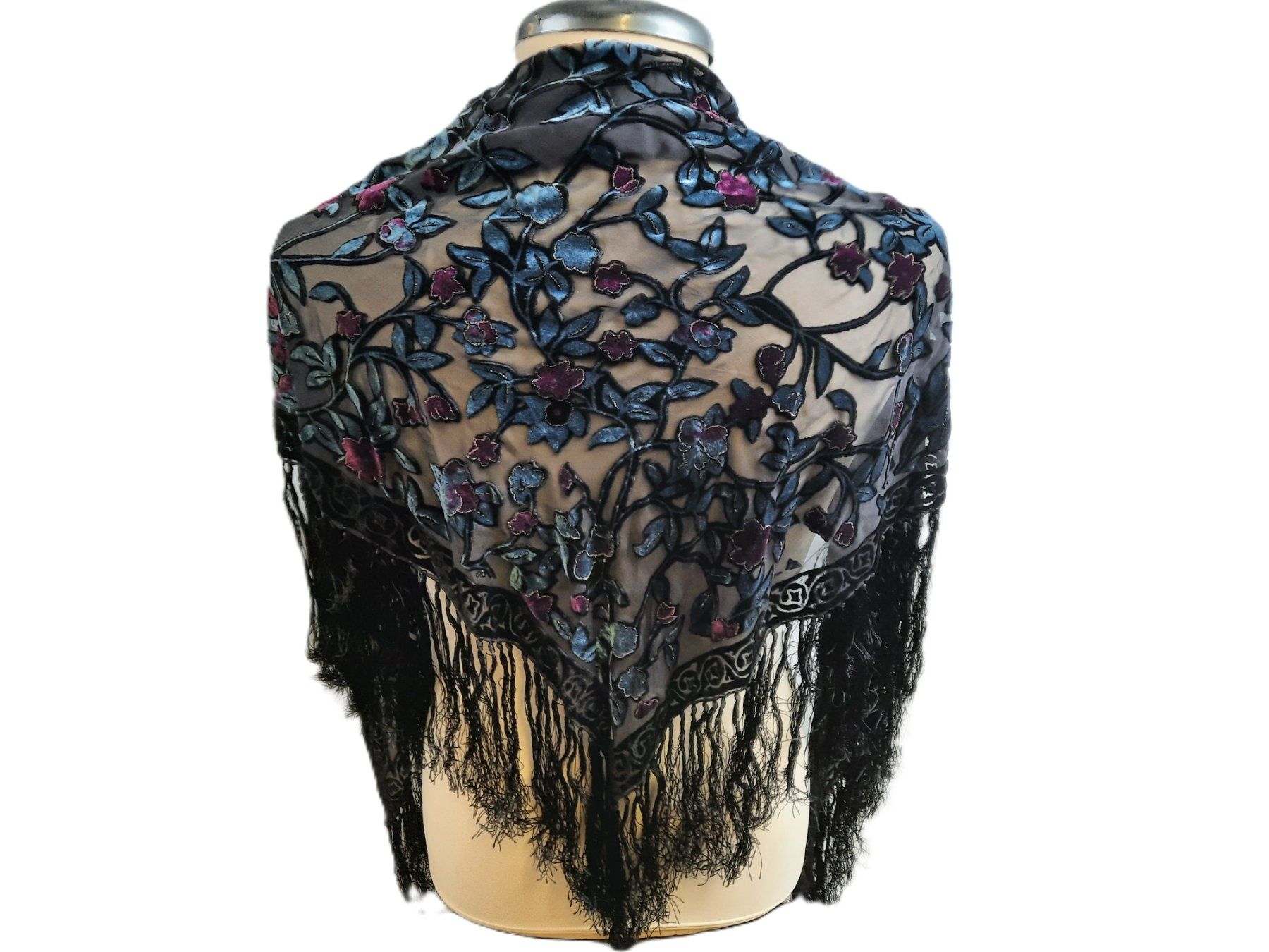 Foulard & Sciarpe: Seidensamt Schal mit Fransen – Usato da Beinwil am See venduto da Restwert_Beinwil 3